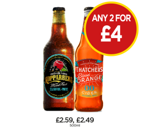 Kopparberg Alcohol-Free, Thatchers Blood Orange 0.0 - Any 2 for £4 at Budgens