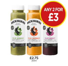 Mockingbird Raw Greens, Defence, Boost - Any 2 for £3 at Budgens