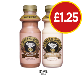 Shaken Udder Chocolush, Vanillalicious - Now Only £1.25 at Budgens