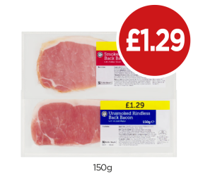 Smoked Rindless Back Bacon, Unsmoked - Now Only £1.29 at Budgens