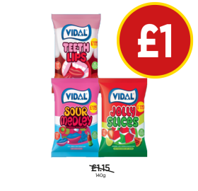 Vidal Teeth Lips, Sour Medley, Jolly Slices - Now Only £1 at Budgens