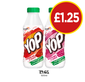 YOP Strawberry, Raspberry - Now Only £1.25 at Budgens