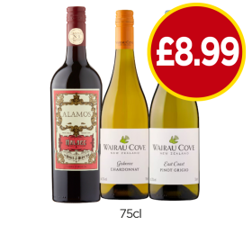 Alamos Malbec, Wairau Cove Chardonnay, Pinot Grigio - Now Only £8.99 at Budgens