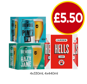 Brewdog Punk IPA, Hazy Jane, Camden Hells - Now Only £5.50 at Budgens