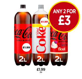 Coca Cola Zero, Cherry Float, Diet Coke - Any 2 for £3 at Budgens