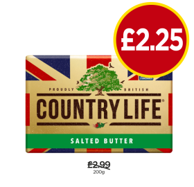 Country Life Salted Butter - Now Only £2.25 at Budgens