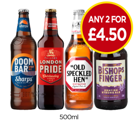 Doom Bar Sharps, London Pride, Old Speckled Hen, Bishops Finger - Any 2 for £4.50 at Budgens