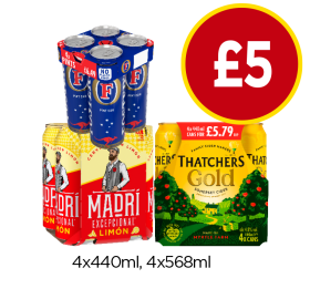 Foster's, Madri Limon, Thatcher's Gold - Now Only £5 at Budgens