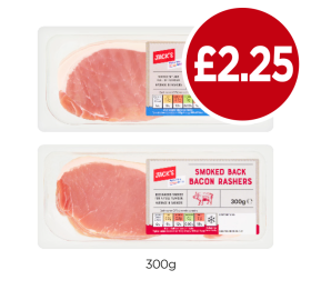 Jack's Smoked Back Bacon Rashers, Unsmoked - Now Only £2.25 at Budgens