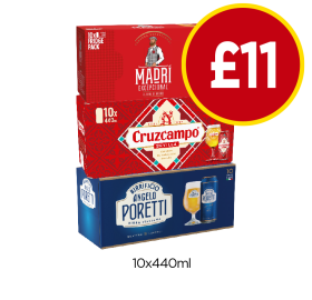 Madri, Cruzcampo, Poretti - Now Only £11 at Budgens