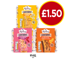 Mr Kipling Lunchbox Banana Slices, Raspberry Slices, Chocolate Orange Slices - Now Only £1.50 at Budgens