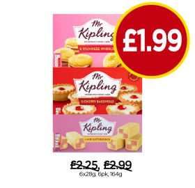 Mr Kipling Viennese Whirls, Cherry Bakewells, Battenbergs - Now Only £1.99 at Budgens