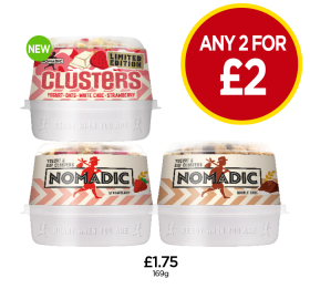 Nomadic Strawberry, Double Choc, Clusters - Any 2 for £2 at Budgens