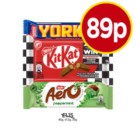 Yorkie, KitKat, Aero Peppermint - Now Only 89p at Budgens