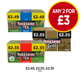 Yorkshire Tea, Decaf, Gold - Any 2 for £3 at Budgens
