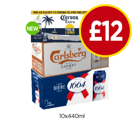 Corona, Carlsberg Export, Kronenbourg - Now Only £12 at Budgens