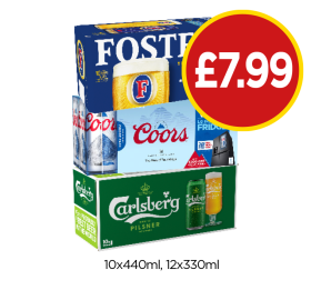 Fosters, Coors, Carlsberg - Now Only £7.99 at Budgens