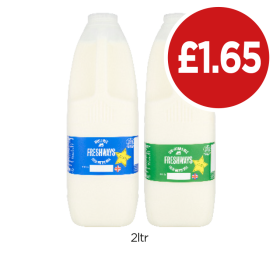 Freshways Milk Whole, Semi-Skimmed - Now Only £1.65 at Budgens