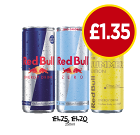 Red Bull Energy, Zero, Summer Edition - Now Only £1.35 at Budgens