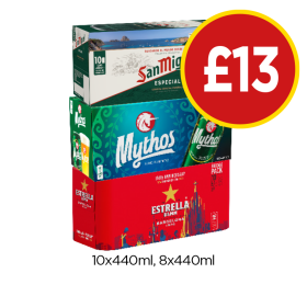 San Miguel Especial, Mythos, Estrella - Now Only £13 at Budgens