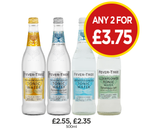Fever-Tree Tonic Water, Refreshingly Light, Mediterranean, Elderflower - Any 2 for £3.75 at Budgens