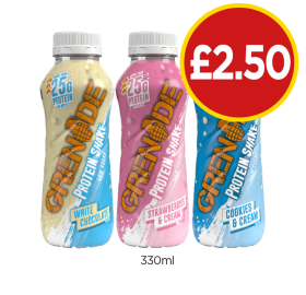 Grenade Protein Shake White Chocolate, Strawberries & Cream, Cookies & Cream - Now Only £2.50 at Budgens