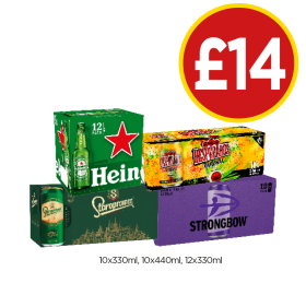 Heineken, Desperados, Staropramen, Strongbow Dark Fruits - Now Only £14 at Budgens