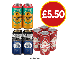 Holsten Pils, Poretti, Cruzcampo - Now Only £5.50 at Budgens