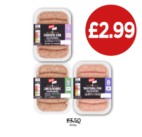 Jack's Sausages Cumberland, Lincolnshire, Traditional Pork - Now Only £2.99 at Budgens