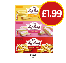Mr Kipling Lemon Layered Slices, Angel Slices, Bakewell Slices - Now Only £1.99 at Budgens