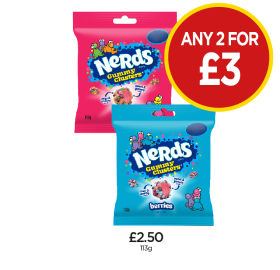 Nerds Gummy Clusters Fruits, Berries - Any 2 for £3 at Budgens