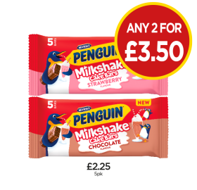 Penguin Milkshake Cake Bars Strawberry, Chocolate - Any 2 for £3.50 at Budgens
