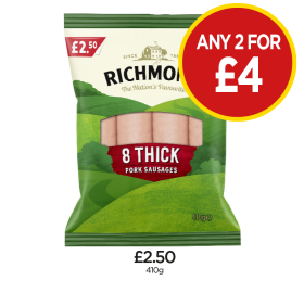 Richmond Pork Sausages - Any 2 for £4 at Budgens