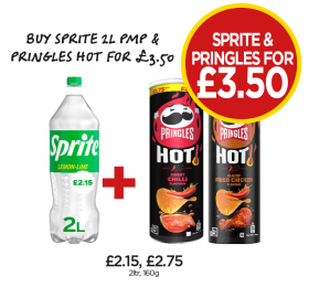 Sprite, Pringles Sweet Chilli, Fried Chicken - Buy Sprite & Pringles Hot for £3.50 at Budgens