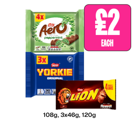 Aero Peppermint, Yorkie, Lion - Now Only £2 at Budgens