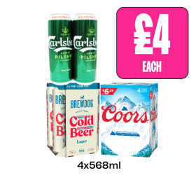 Carlsberg, Brewdog Cold Beer, Coors - Now Only £4 at Budgens