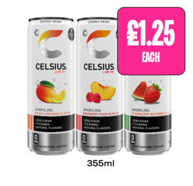 Celsius Mango Lemonade, Raspberry Peach, Strawberry Watermelon - Now Only £1.25 at Budgens