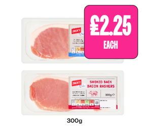 Jack's Back Bacon Rashers Smoked, Unsmoked - Now Only £2.25 at Budgens