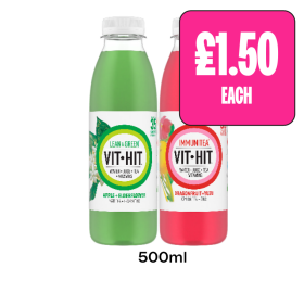 Vit Hit Apple & Elderflower, Dragonfruit & Yuzu - Now Only £1.50 at Budgens
