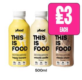 Yfood Happy Banana, Smooth Vanilla, Classic Choco - Now Only £3 at Budgens