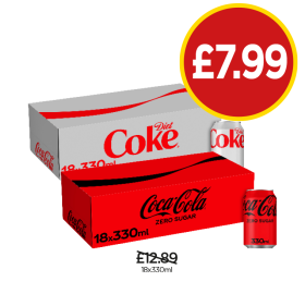 Diet Coke, Coca Cola Zero Sugar - Now Only £7.99 at Budgens