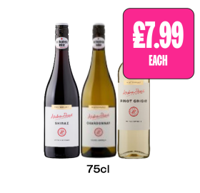 Andrew Peace Shiraz, Chardonnay, Pinot Grigio - Now Only £7.99 at Budgens