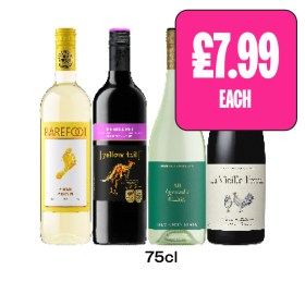 Barefoot Pinot Grigio, Yellow Tail Big Bold Red, All Good Things, La Vielle Ferme - Now Only £7.99 at Budgens