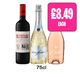 Beefsteak, Freixenet, Oriel - Now Only £8.49 at Budgens