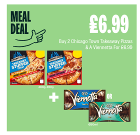 Chicago Town Takeaway Stuffed Crust Loaded Cheese, Loaded Pepperoni, Viennetta Vanilla, Mint - Now Only Buy 2 Chicago Town Takeaway Pizzas & A Viennetta for £6.99 at Budgens