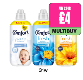 Comfort Pure Gently Fresh, Fresh Blue Skies, Sunshiny Days - Any 2 for £4 at Budgens