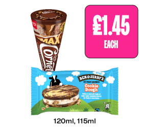 Cornetto Max, Ben & Jerry's Cookie Dough Sandwich - Now Only £1.45 at Budgens
