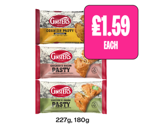 Ginsters Cornish Pasty, Chicken & Bacon, Cheese & Onion - Now Only £1.59 at Budgens