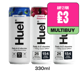 Huel Blue Raspberry, Cherry & Raspberry, Pineapple & Mango - Any 2 for £3 at Budgens