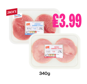Jack's Unsmoked Gammon Steaks, Smoked - Now Only £3.99 at Budgens
